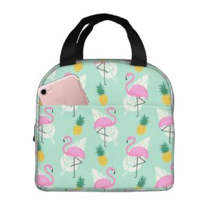 echoserein pink flamingo pineapples palm leaves lunch bag insulated lunch box reusable lunchbox waterproof portable lunch tote for men women girls boys
