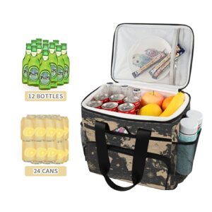 WELLDAY Lunch Bag Vintage World Map Pattern Insulated Cooler Reusable Lunch Box with Shoulder Strap for Picnic Hiking