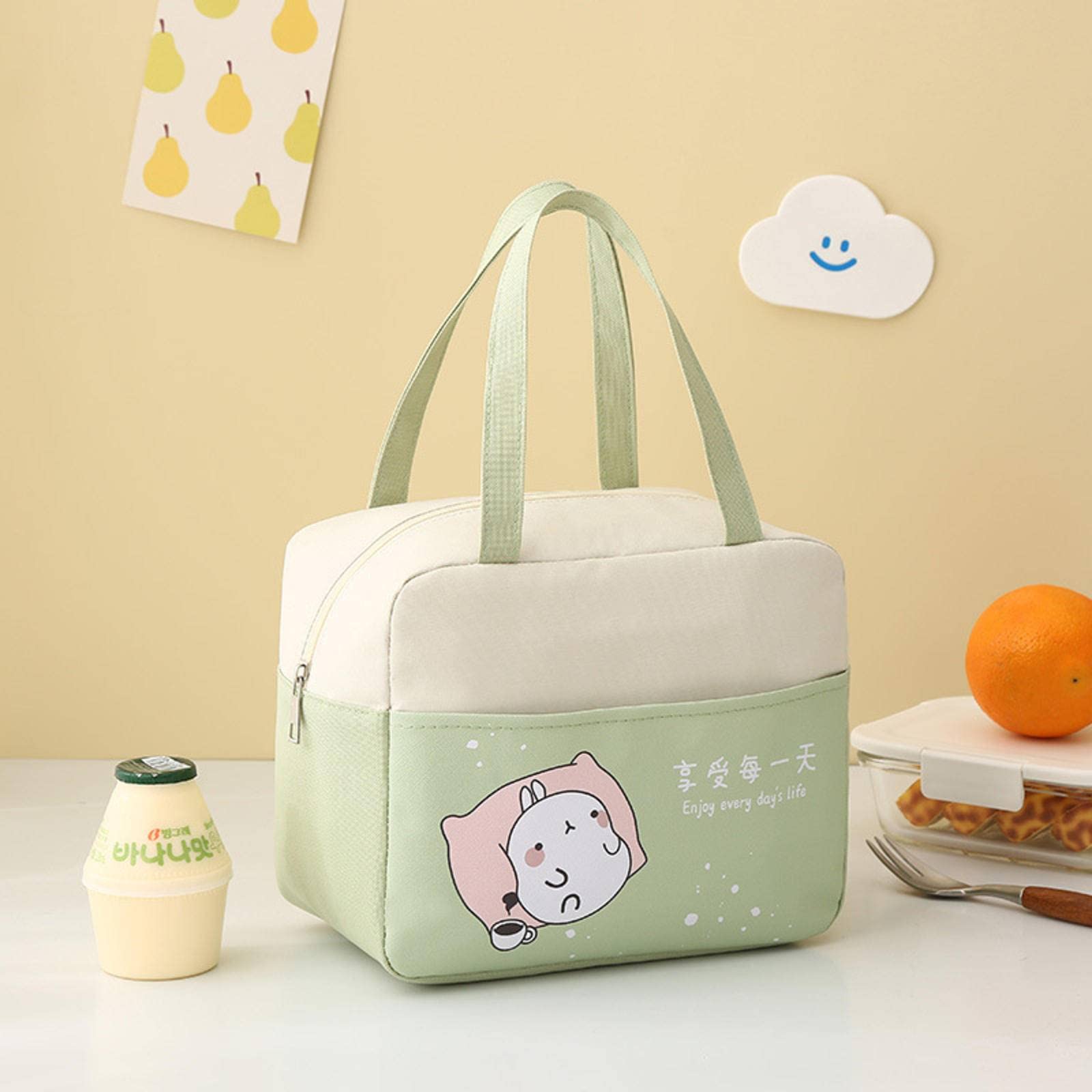 NA Lunch Box Bag Japanese Handbag Work Thickened and Large-Capacity Aluminum foil Insulation Bag Simple Rice Bag Insulation Lunch Bag