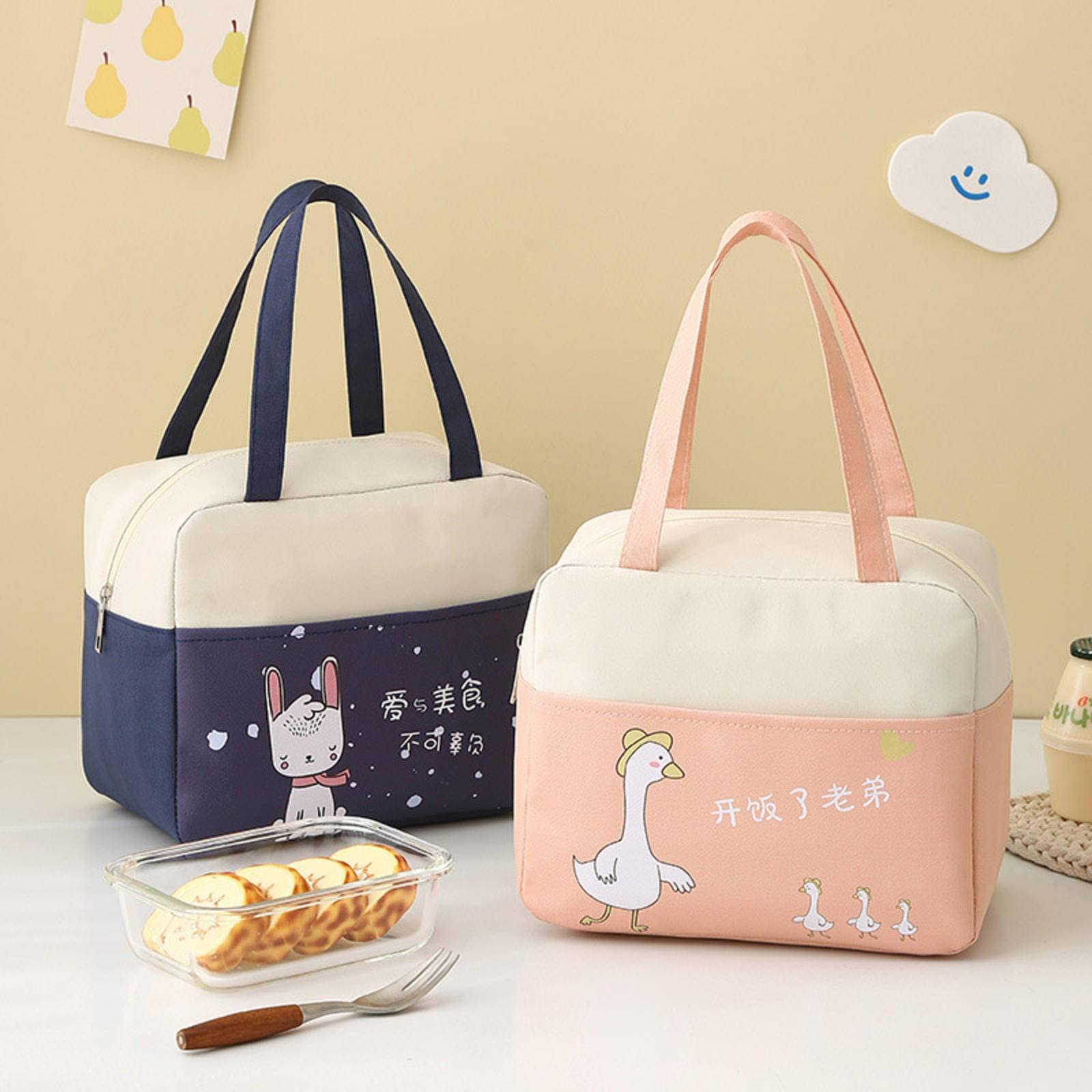 NA Lunch Box Bag Japanese Handbag Work Thickened and Large-Capacity Aluminum foil Insulation Bag Simple Rice Bag Insulation Lunch Bag