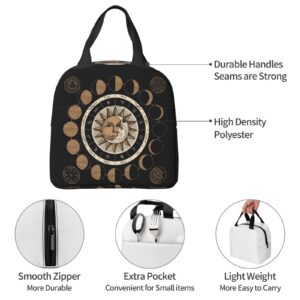 Circle Of Zodiac Signs With The Sun And Moon Reusable Insulated Lunch Bag For Women Men Waterproof Tote Lunch Box Thermal Cooler Lunch Tote Bag For Work Office Travel Picnic