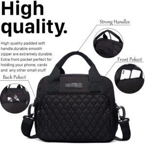 Scorlia Insulated Lunch Bag for Women/Men, Reusable Lunch Cooler Box Lunch Tote, Thermal Meal Prep Lunch Organizer with Adjustable Shoulder Strap and Side Pockets for Kids/Adults, School, Work, Black