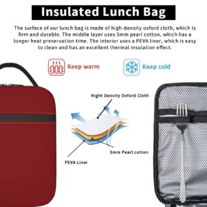 Algranben Red Lunch Box Insulated Lunch Bag Reusable Cooler Tote Bag Lunchbox for Kids Teens Girls Boys Women School Work