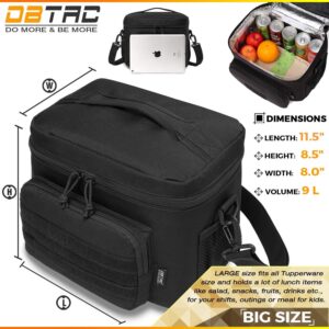 DBTAC Tactical Concealed Carry Sling Bag (Black Camo) + Tactical Lunch Bag (Black), Durable Material with adjustable shoulder strap, Multi-functional Design