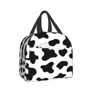 cow spots cute lunch box bento travel bag picnic tote boxes insulated durable container shopping bag reusable waterproof bags for adult women men