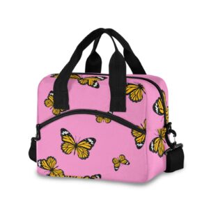 alaza butterfly pink lunch bags for women leakproof lunch bag lunch box lunch cooler bag(228cr3a)