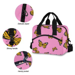 ALAZA Butterfly Pink Lunch Bags for Women Leakproof Lunch Bag lunch Box Lunch Cooler Bag(228cr3a)