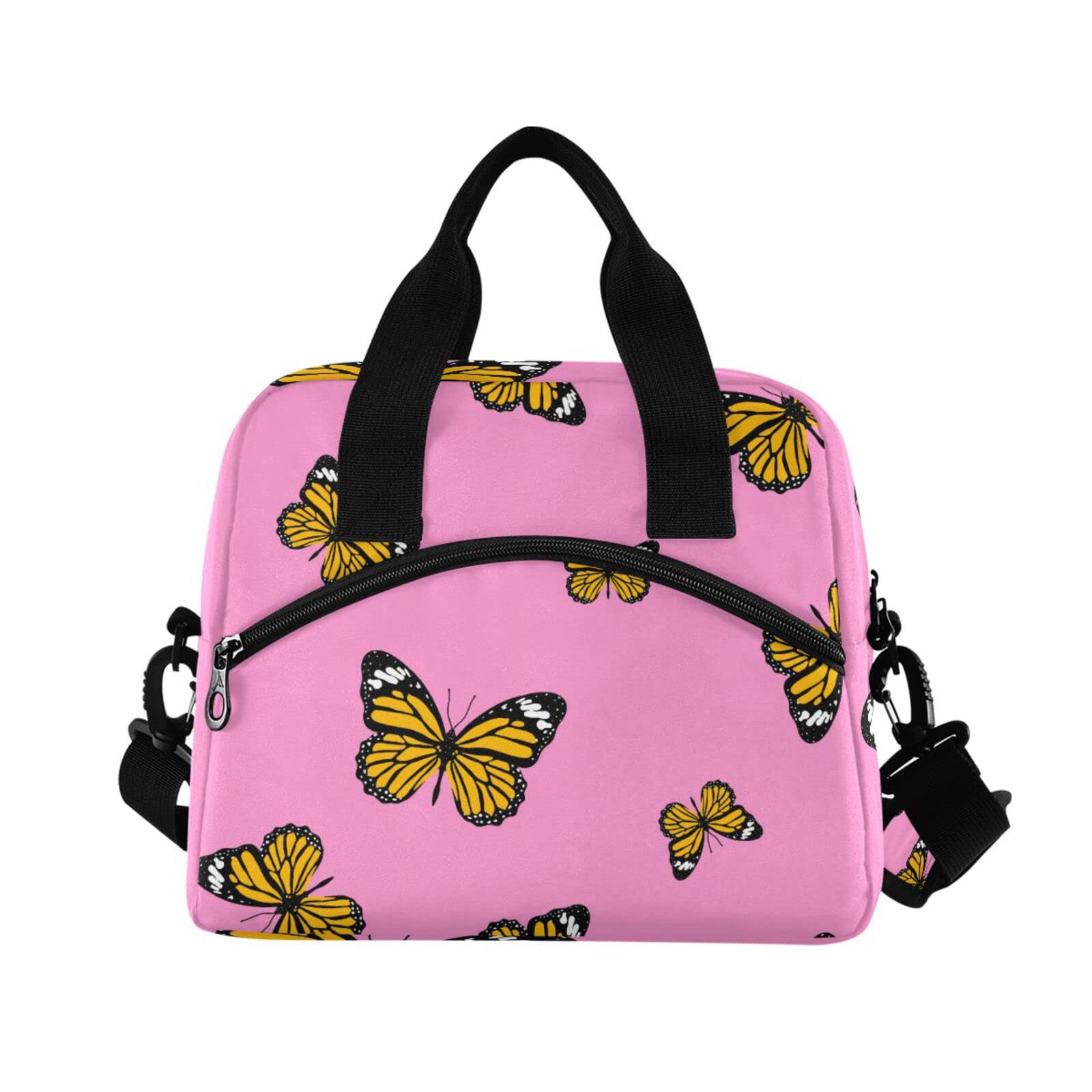 ALAZA Butterfly Pink Lunch Bags for Women Leakproof Lunch Bag lunch Box Lunch Cooler Bag(228cr3a)
