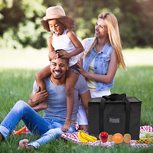 CUBTOL Large Camping Warmer for Transport Jumbo Carrier Reusable Travel Portable Restaurant Beverage Black Insulated Shopping Soft Grocery and Collapsible Picnic Lunch Tote Food Bag