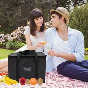 CUBTOL Large Camping Warmer for Transport Jumbo Carrier Reusable Travel Portable Restaurant Beverage Black Insulated Shopping Soft Grocery and Collapsible Picnic Lunch Tote Food Bag