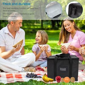 CUBTOL Large Camping Warmer for Transport Jumbo Carrier Reusable Travel Portable Restaurant Beverage Black Insulated Shopping Soft Grocery and Collapsible Picnic Lunch Tote Food Bag