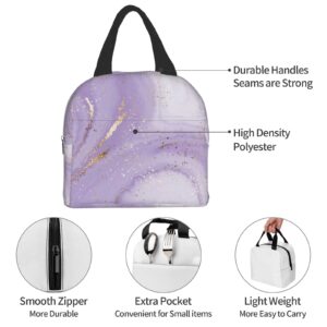 DADABULIU Lunch Bag Marble Purple Pastel Insulated Lunch Box Cooler Tote for Adults Kid Girl Women Work Office School Picnic Beach Reusable Lunchbox Over 3 Years Old