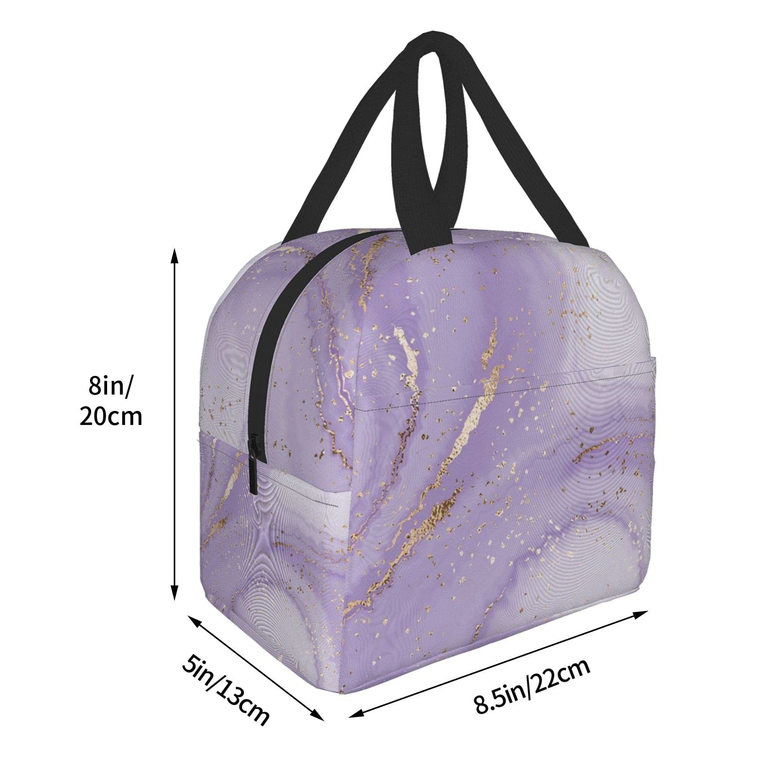 DADABULIU Lunch Bag Marble Purple Pastel Insulated Lunch Box Cooler Tote for Adults Kid Girl Women Work Office School Picnic Beach Reusable Lunchbox Over 3 Years Old