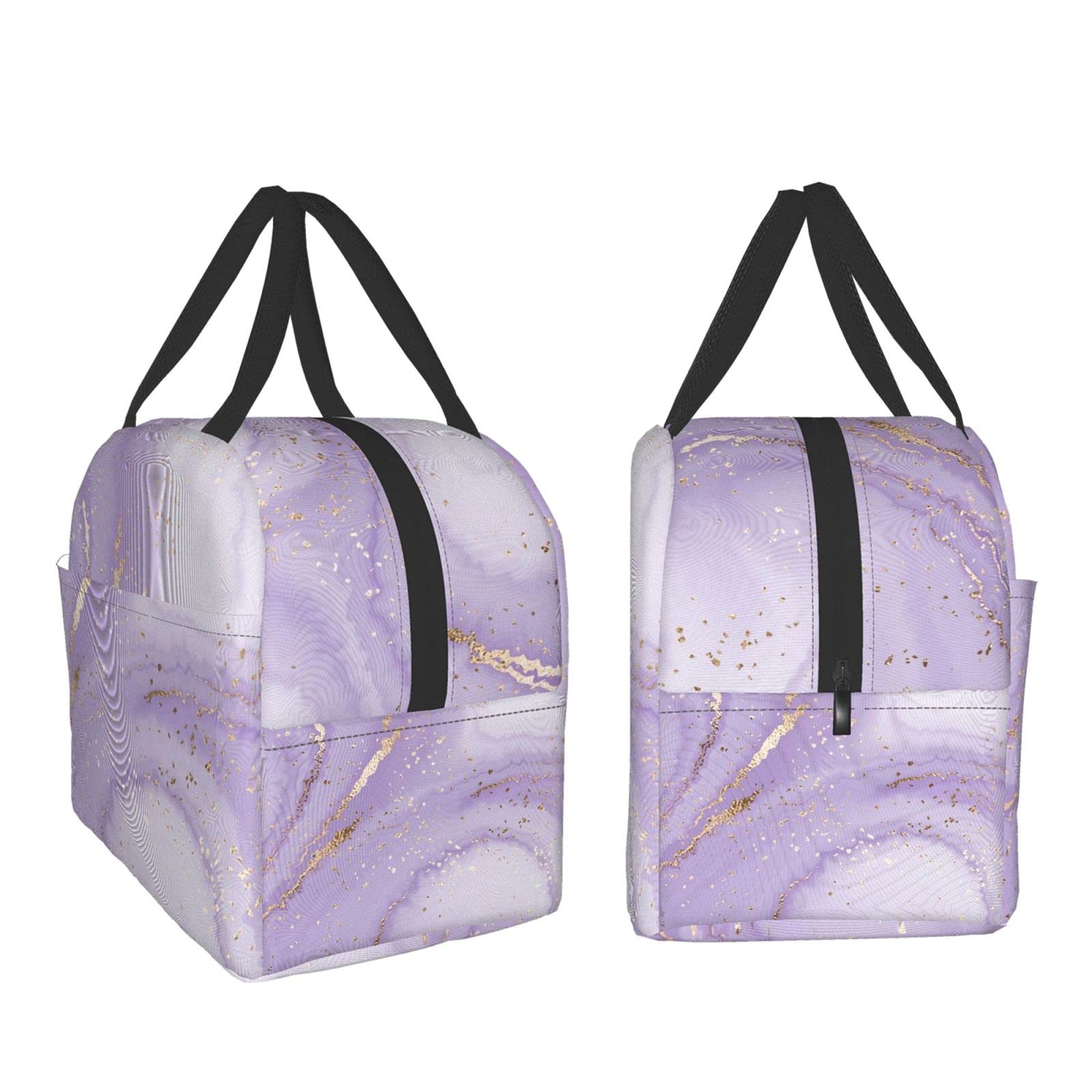 DADABULIU Lunch Bag Marble Purple Pastel Insulated Lunch Box Cooler Tote for Adults Kid Girl Women Work Office School Picnic Beach Reusable Lunchbox Over 3 Years Old