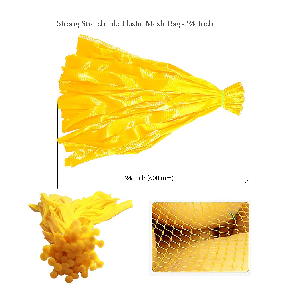 Hamletoff Reusable Plastic Mesh Bag - 24 Inch Package of 100 Onion Storage Bags Mesh - Plastic Mesh for Storage of Fruit, Vegetable-Seafood Boil Bags for Crawfish Crab Cooking-Mesh Polypropylene Bags