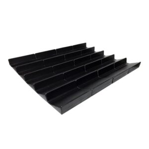 4 pack of tiered 5-step produce riser display for retail grocery produce market farmers market, set of 4 fits tables 36"d x 48"w, washable food safe material