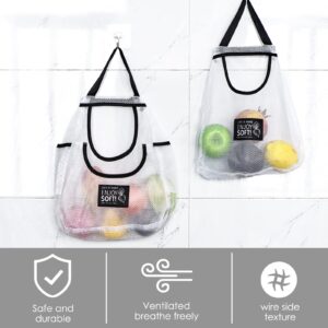 Linkidea 8 Pack Reusable Mesh Bag, Portable Fruit Bags, Washable Hanging Storage Bags, Organizer Shopping Handbag for Garlic, Onions, Potatoes