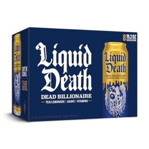 Liquid Death Iced Black Tea/Lemonade, Dead Billionaire (aka Armless Palmer) 19.2oz King Size Cans (8-Pack)