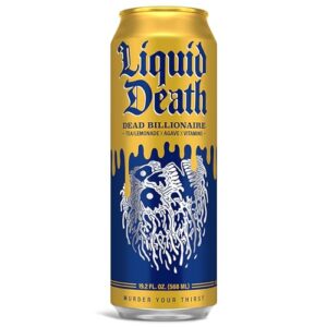 Liquid Death Iced Black Tea/Lemonade, Dead Billionaire (aka Armless Palmer) 19.2oz King Size Cans (8-Pack)