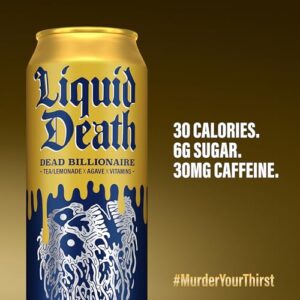 Liquid Death Iced Black Tea/Lemonade, Dead Billionaire (aka Armless Palmer) 19.2oz King Size Cans (8-Pack)