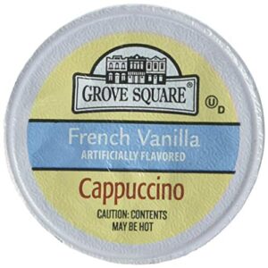 grove square cappuccino pods, french vanilla, single serve, 50 count (pack of 1) - packaging may vary