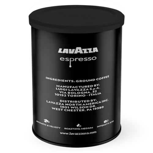 Lavazza Espresso Ground Coffee Blend, Medium Roast, 8-Oz Cans, Pack of 4 (Packaging May Vary) Premium Blend, Value Pack, Non-GMO, 100% Arabica, Rich-bodied