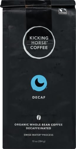 Kicking Horse Coffee, Decaf, Swiss Water Process, Dark Roast, Whole Bean, 10 Oz - Certified Organic, Fairtrade, Kosher Coffee