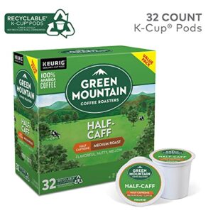 Green Mountain Coffee Roasters Half Caff, Single-Serve Keurig K-Cup Pods, Medium Roast Coffee Pods, 32 Count