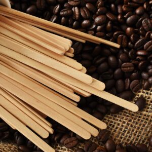 Makerstep 1000 Birch Wood Coffee Stirrers, 7 Inch Coffee Stir Sticks, Eco-friendly, Sturdy Wooden Sticks. Splinter Free, Round End. For Tea, Beverage, and Popsicle.