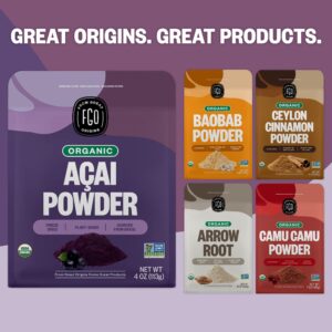 FGO Organic ACAI Powder (Freeze-Dried), 100% Raw Superfood Berry from Brazil, 4oz, Packaging May Vary (Pack of 1)