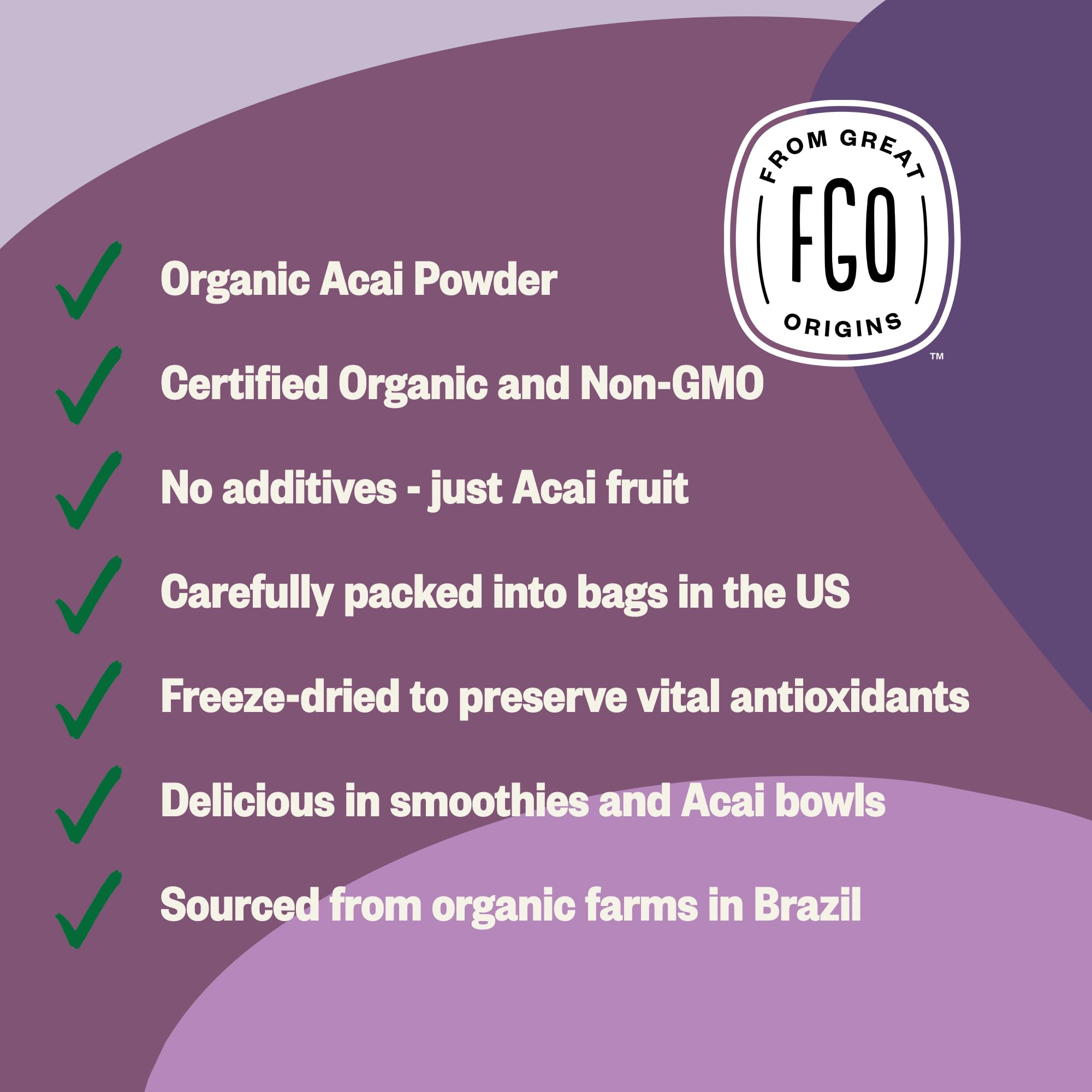 FGO Organic ACAI Powder (Freeze-Dried), 100% Raw Superfood Berry from Brazil, 4oz, Packaging May Vary (Pack of 1)