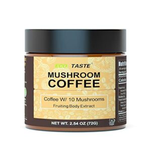 Mushroom Coffee - 36 Servings, Instant Coffee Mix Includes 10 Mushrooms Extract Powder