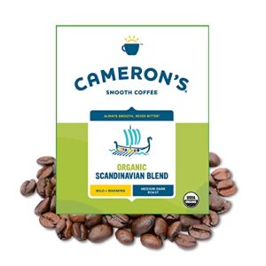 cameron's coffee organic scandinavian blend whole bean coffee, medium-dark roast, 100% arabica, bulk, 4-pound bag, (pack of 1)