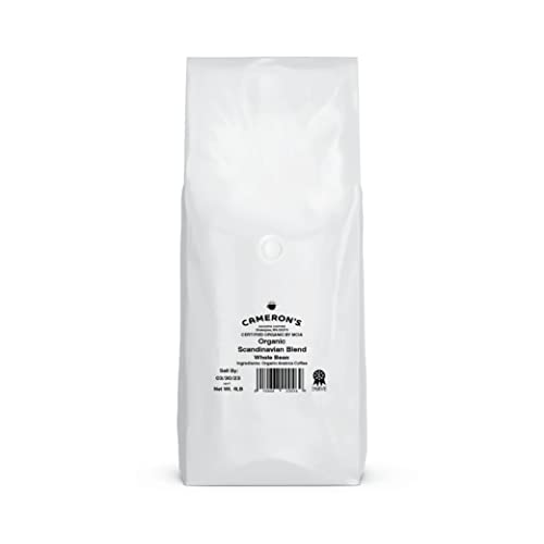 Cameron's Coffee Organic Scandinavian Blend Whole Bean Coffee, Medium-Dark Roast, 100% Arabica, Bulk, 4-Pound Bag, (Pack of 1)