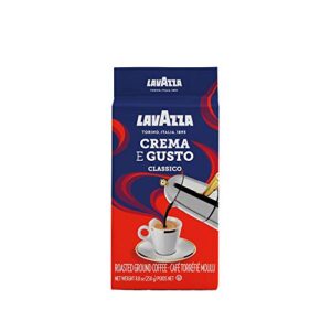 lavazza espresso dark roast ground coffee, 8.8oz bricks (4 pack), authentic italian blend roasted in italy, non gmo