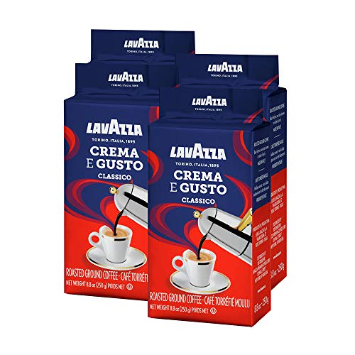 Lavazza Espresso Dark Roast Ground Coffee, 8.8oz Bricks (4 Pack), Authentic Italian Blend Roasted in Italy, Non GMO