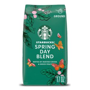 starbucks ground coffee, medium roast, spring day blend, 100% arabica, limited edition, 17 oz bag