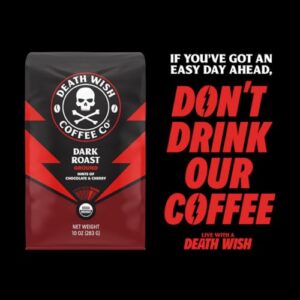 Death Wish Coffee Co., Organic and Fair Trade Dark Roast Whole Bean Coffee, 16 oz