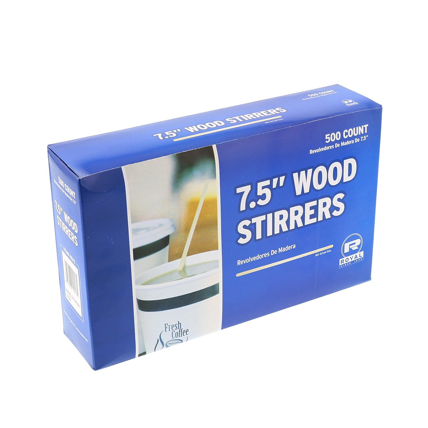 Royal 7.5" Wood Coffee Beverage Stirrers, Package, 1, Box of 500