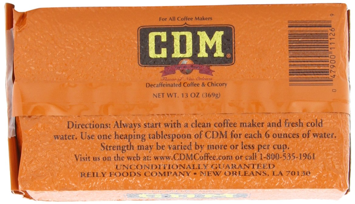 CDM Coffee & Chicory Decaffeinated Ground Coffee 13 Ounce Bag
