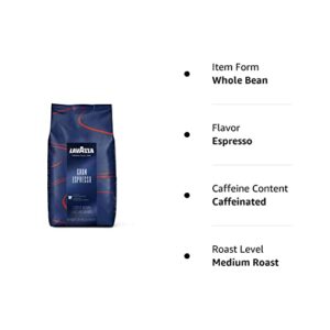 Lavazza Grand Espresso Whole Bean Coffee, 2.2-lbs (Pack of 2)