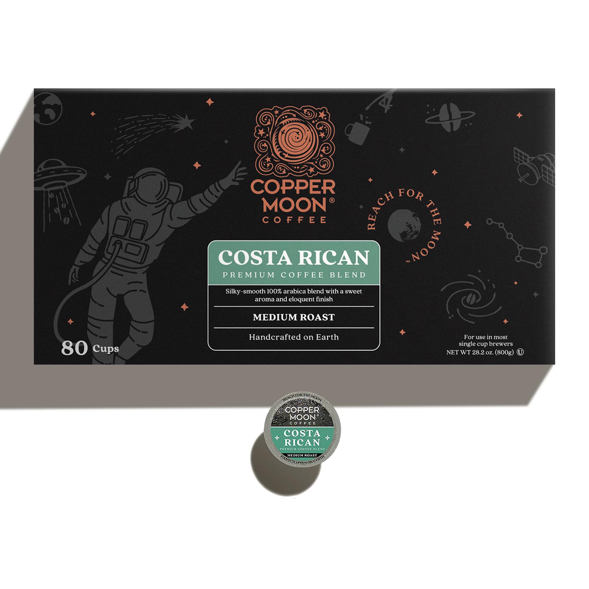 Copper Moon Single Serve Coffee Pods For Keurig K-Cup Brewers, Medium Roast, Costa Rican Blend, 80 Count