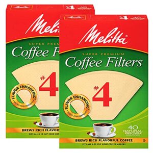 melitta cone coffee filters with measure markings no. 4 white 40 count pack of 2 (80 filters total)