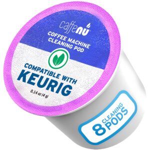 8-pack of keurig cleaning pods for keurig 1.0 & 2.0 machines - k cup cleaner pods removes stale coffee residue & stains - keurig cleaner pods eco friendly