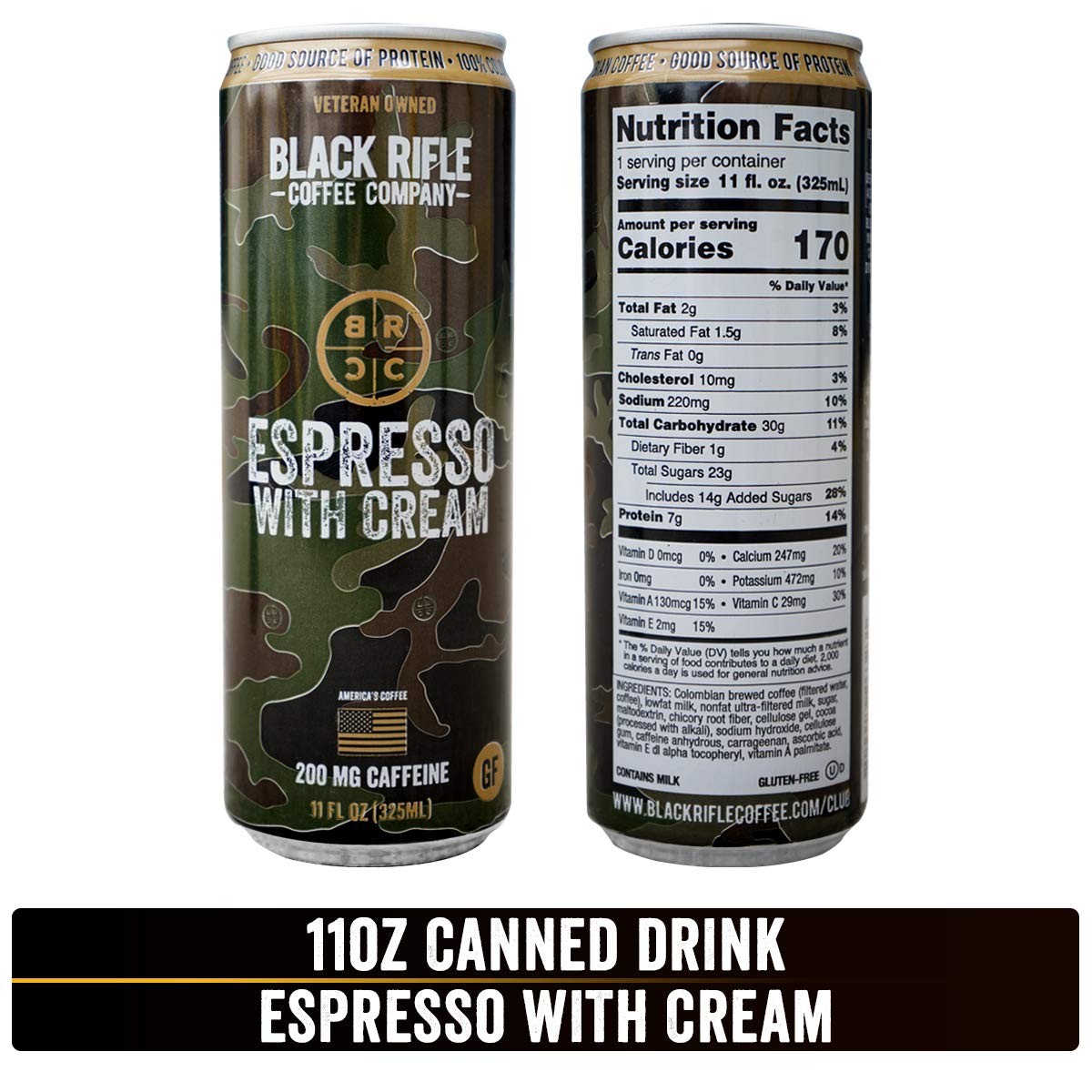 Black Rifle Coffee Company RTD (Espresso with Cream, 11 Fl Oz (Pack of 12))