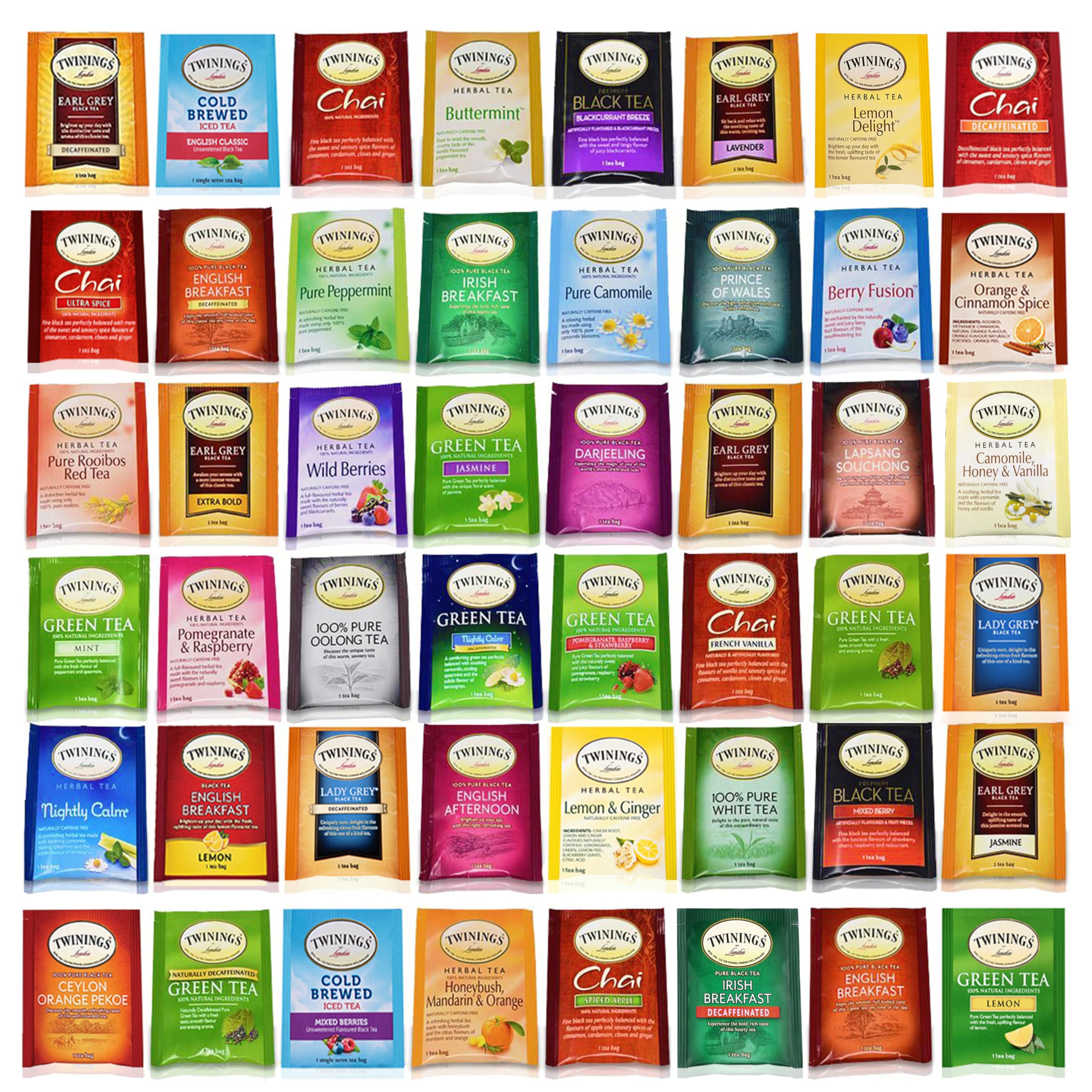 BLUE RIBBON Twinings Tea Bags Sampler Assortment Variety Pack Gift Box - 48 Count - Perfect Variety - English Breakfast, Green, Black, Herbal, Chai Tea and more