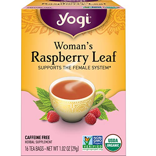 Yogi Tea Organic Raspberry Leaf Tea - 16 Tea Bags per Pack (4 Packs) - Caffeine-Free, Aids Discomfort of Menstruation - Made from Raspberry Leaves