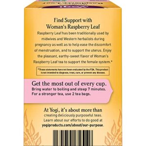 Yogi Tea Organic Raspberry Leaf Tea - 16 Tea Bags per Pack (4 Packs) - Caffeine-Free, Aids Discomfort of Menstruation - Made from Raspberry Leaves