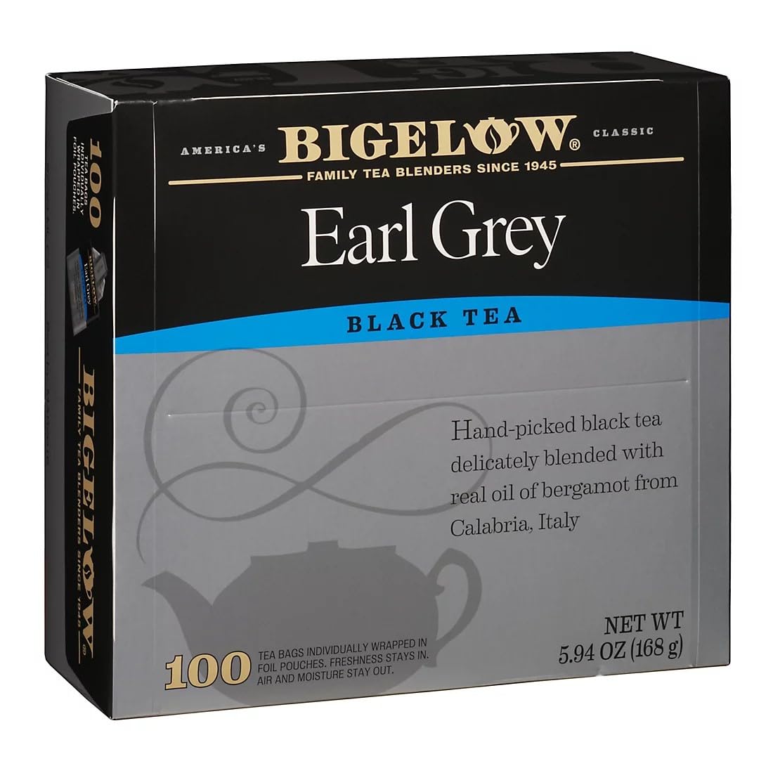 Bigelow Earl Grey Black Tea Bags, 100 Count Box Caffeinated Black Tea