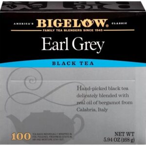 Bigelow Earl Grey Black Tea Bags, 100 Count Box Caffeinated Black Tea
